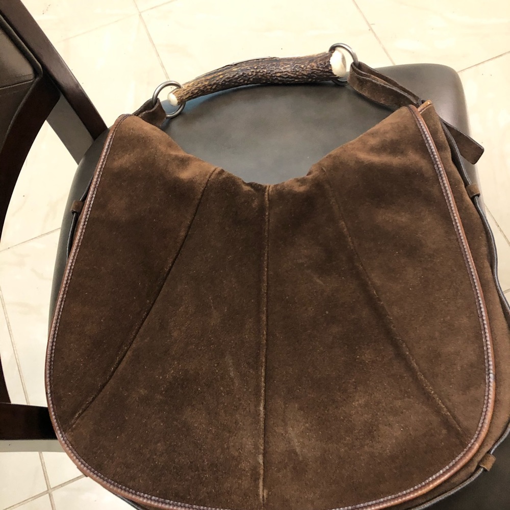 YSL ‘Mombasa’Hobo Bag w/Horn Handle & Mink Accents